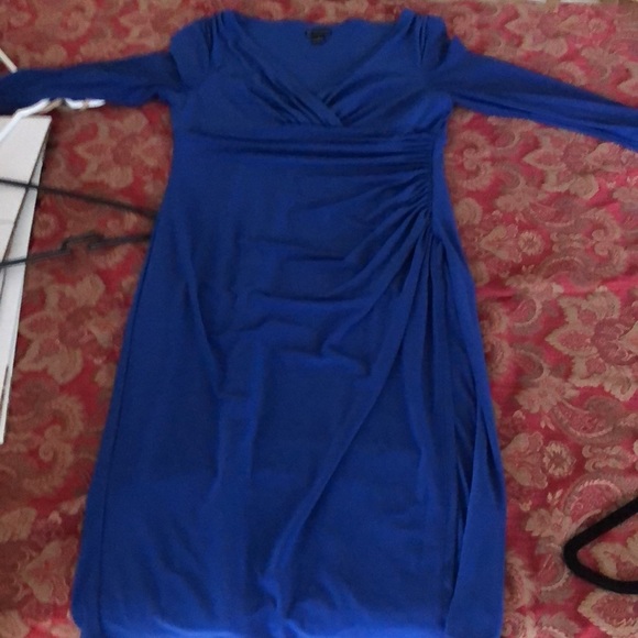 New Directions size 8 royal blue faux wrap midi dress shirred mid section - Picture 8 of 16